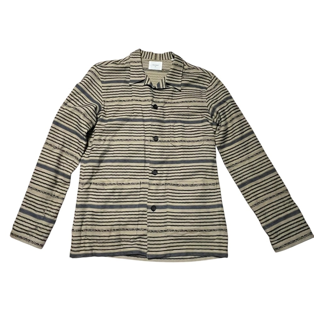Billy Reid Men's Scroll StripedRegular Fit Camp Shirt Cotton Small